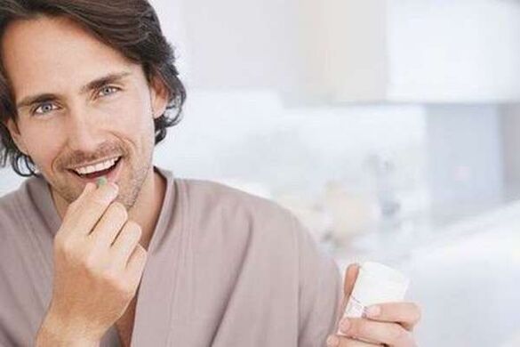 A man takes the medication to increase a member